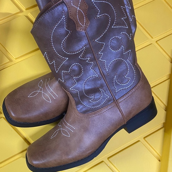 Wonder Nation Brown Western Boots Big kid Boys 6 Cowboy Boots - Picture 2 of 10